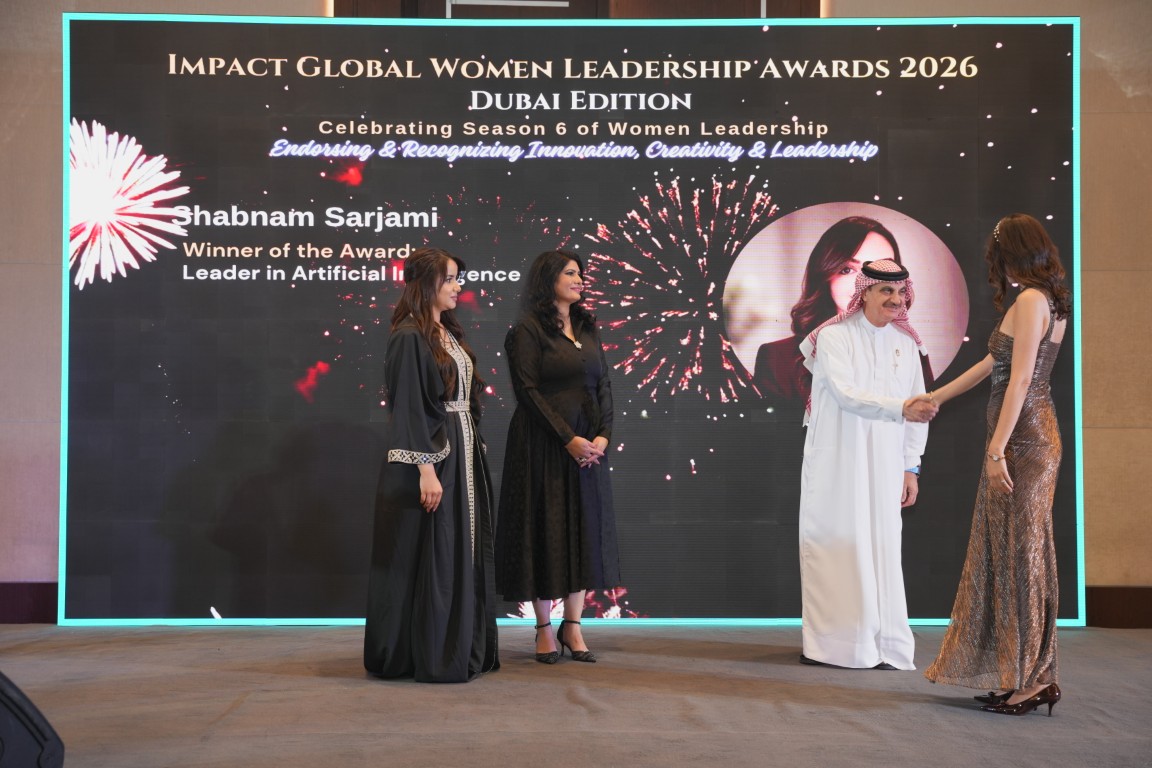 Shabnam Sarjami speaking at an AI event